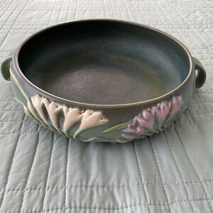 Vintage Roseville USA Freesia Pottery Bowl Double Handled